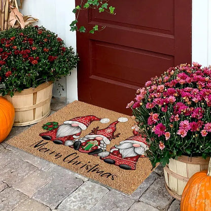 Christmas Door Mat Non-slip Gnome Welcome Entryway Floor Rug Home Festive Atmosphere Floor Decoration for Indoor Outdoor