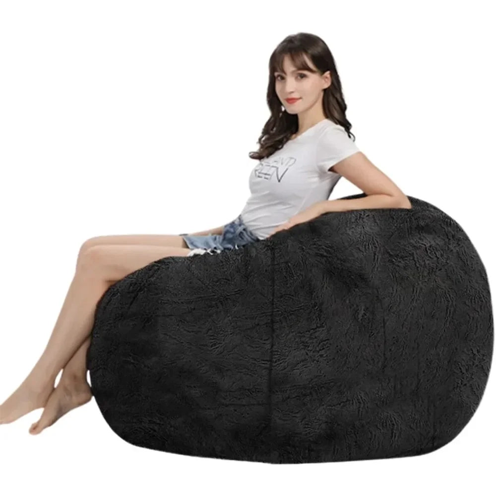 Bean Bag Chair for Adults Kids Without Filling Comfy Fluffy Giant Round Beanbag Lazy Sofa Cover for Reading Chair Floor Chair