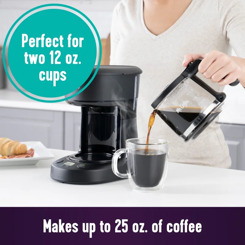 Mr. Coffee 5-Cup Programmable Coffee Maker, 25 oz. Mini Brew, Black