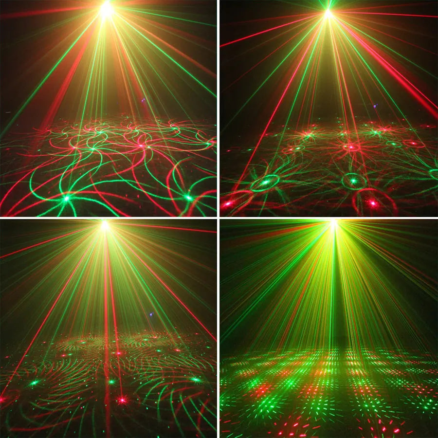 ESHINY Mini 4in1 Pattern Effect R&G Audio Star Whirlwind Laser Projector Stage Disco DJ Club Bar KTV Family Party Light Show P14