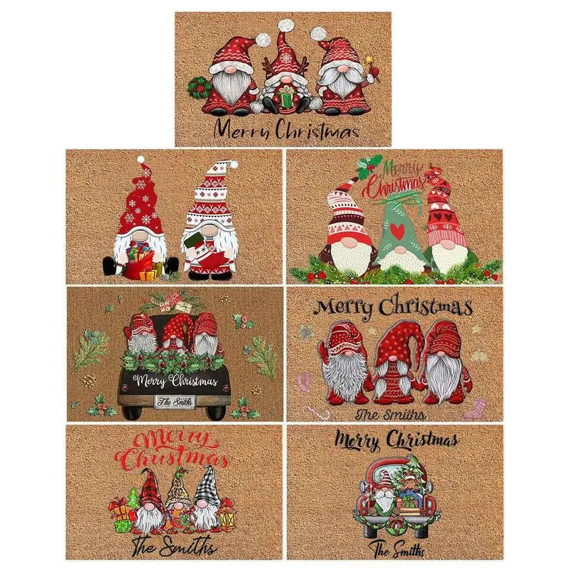 Gnome Dwarf Christmas Doormat Welcome Sign Carpet Front Porch Rug Santa Claus Door Mat Christmas Home Decorations 40x60x0.7cm