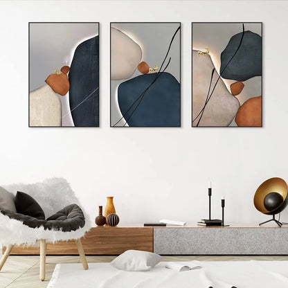 Decorative Paintings Wall Art 3 Pieces Framed Decorative Painting Abstract Simple Orange White Room Decor Canvas Decororation