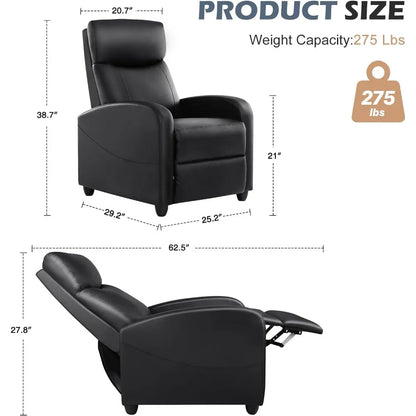 Recliner Chair Massage Reclining for Adults, Comfortable PU Leather Recliner Sofa Adjustable Home Theater Seating Lounge