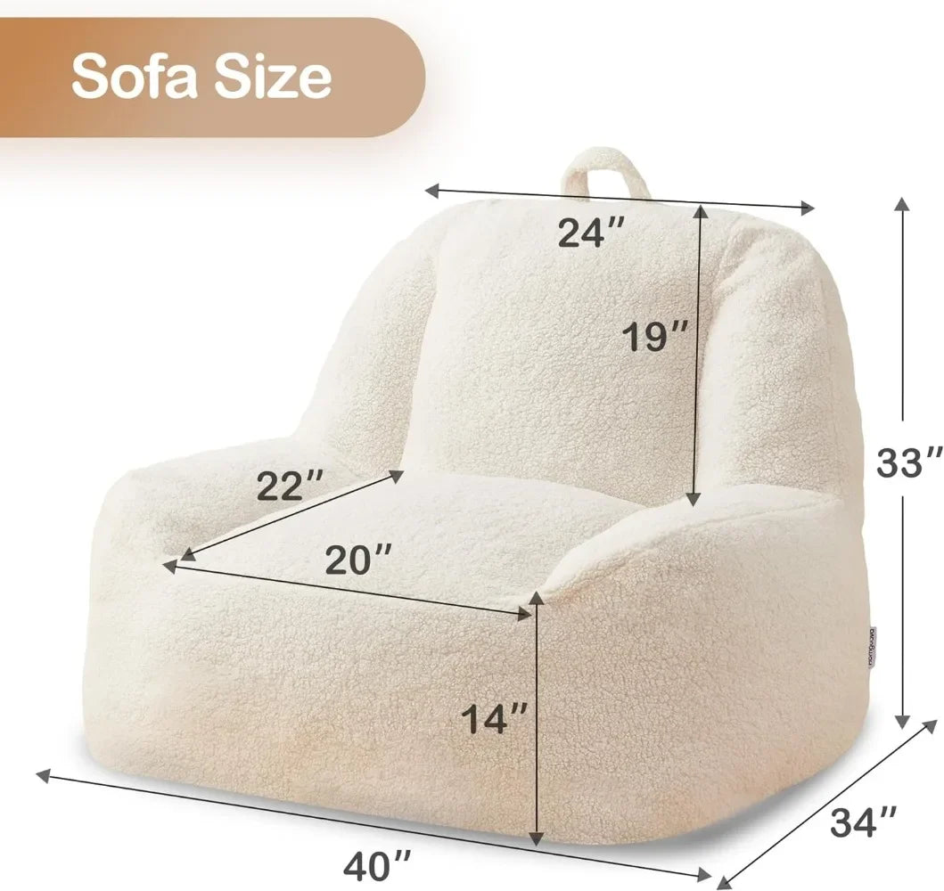 Bean Bag Chair Sherpa Bean Bag Lazy Sofa Beanbag Chairs for Adults Teens W/ High Density Foam Filling Modern Accent Chairs Comfy