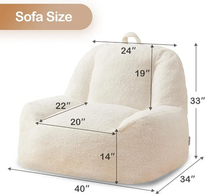 Bean Bag Chair Sherpa Bean Bag Lazy Sofa Beanbag Chairs for Adults Teens W/ High Density Foam Filling Modern Accent Chairs Comfy