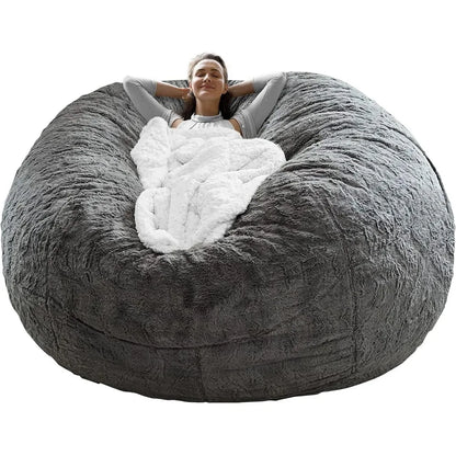 Bean Bag Chair Cover(it was only a Cover, not a Full Bean Bag), Big Round Soft Fluffy PV Velvet Sofa Bed Cover