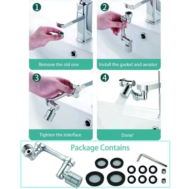 1080 Universal Rotation Faucet Extender Sprayer Head Kitchen Robot Arm Extension Faucets Mixer Aerator Bubbler Water Tap Nozzle