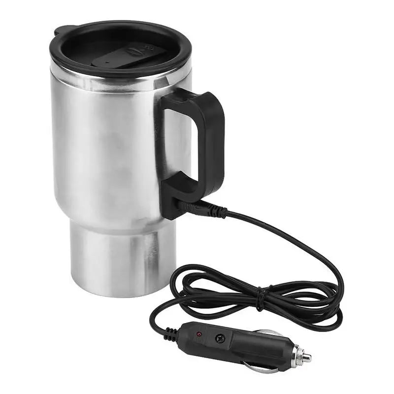 12V 450ml USB Electric Heating Car Kettle Camping Travel Kettle Water Coffee Milk Thermal Mug Auto Heating Cup Stainless Steel