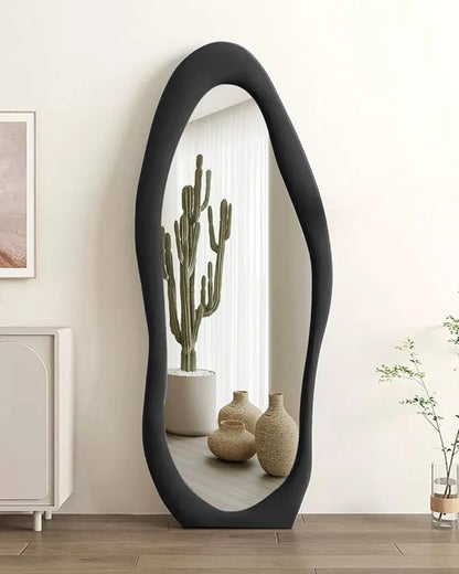 Full-length Mirror Hanging on The Wall, Floor-to-ceiling Mirror with Flannel Frame, Irregularly Hung or Leaning on The Wall