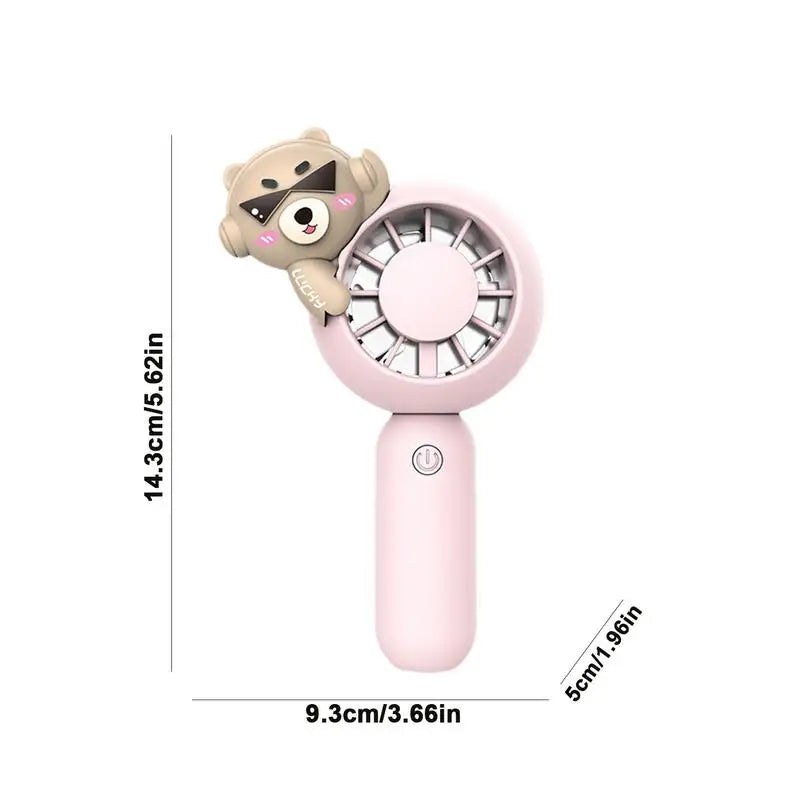 Mini Handheld Fan 3 Speed Adjustable Bear Rechargeable Fan