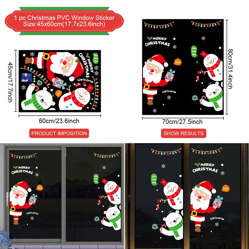 Christmas Window Stickers Christmas Wall Sticker Kids Room New Year Decoration 2025