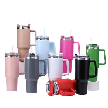 1200ML 304 Stainless Steel Insulated Water Bottle, Thermal Coffee Car Cup Cold Hot Mugs, Vacuum Flask With Handle Straw For Sport