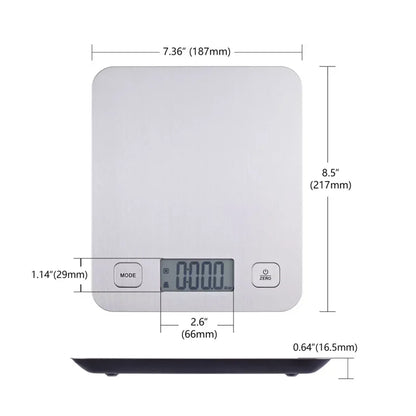 Mainstays Stainless Steel Digital Kitchen Scale, Silver