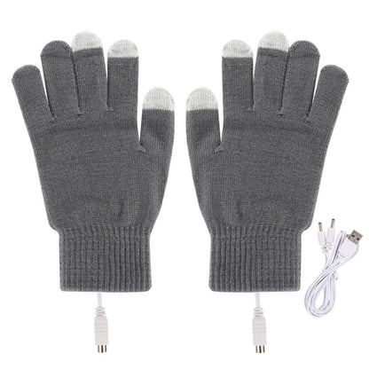 1 Pair USB Heated Gloves for Men Women Knitting Heating Mittens Hands Warmer