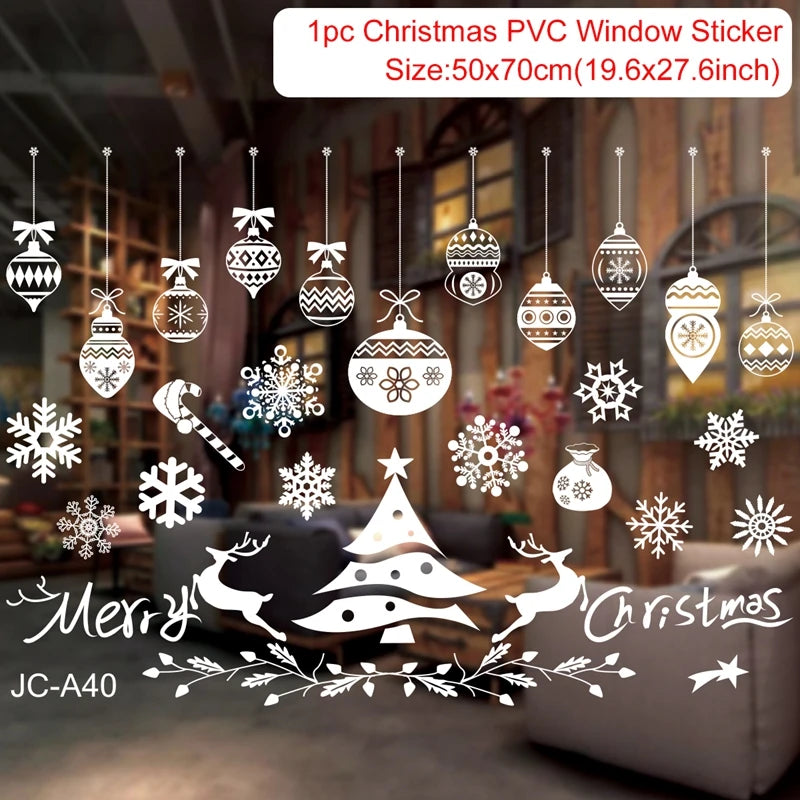 Christmas Window Stickers Christmas Wall Sticker Kids Room New Year Decoration 2025