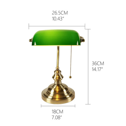 Classical vintage banker table lamp E27 zipper switch lamp glass cover desk lights bedroom sofa study light restaurant lamp