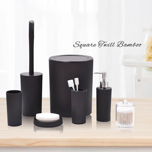 7PCSBathroom Accessories Toothbrush Toothpaste Holder Soap Dish Washing Toilet Brush Set Cotton Swab Storage Box Necessities Kit