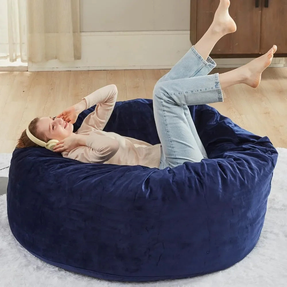 4 FT - Comfy Large Beanbag Chairs for Adults Single Sofa Chair 4ft Pufff Furrow Sofas Living Room Armchairs Bean Bag Sofa Poof