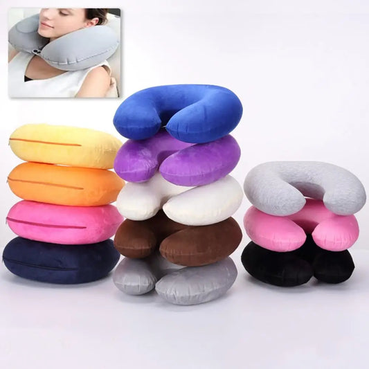 U-shaped Neck Cushion Inflatable Memory Foam Travel Pillow