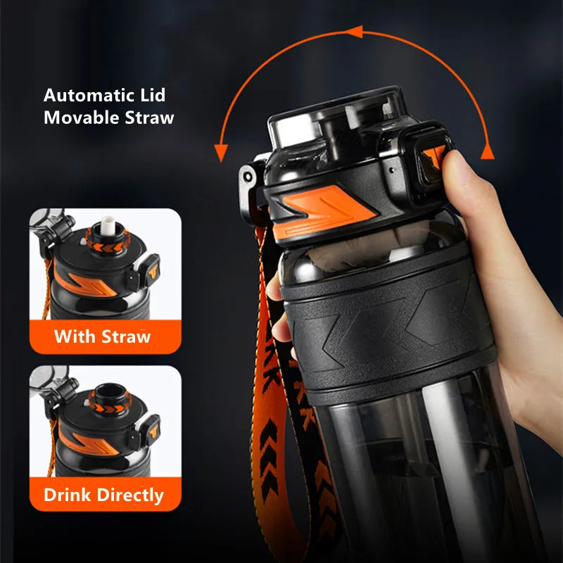 1000ml/1500ml High Quality Tritan Material Water Bottle With Straw Portable Durable Gym Fitness Outdoor Sport Drinking Bottle