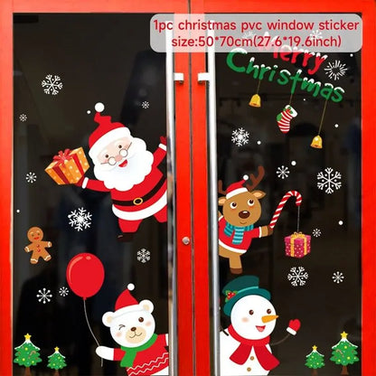 Christmas Window Stickers Christmas Wall Sticker Kids Room New Year Decoration 2025