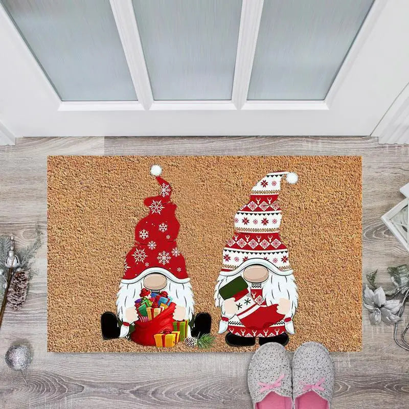 Merry Christmas Gnome Doormat Xmas Holiday Welcome Floor Mat Rugs for Front Door Funny Non Slip Rubber Back Winter Home Kitchen