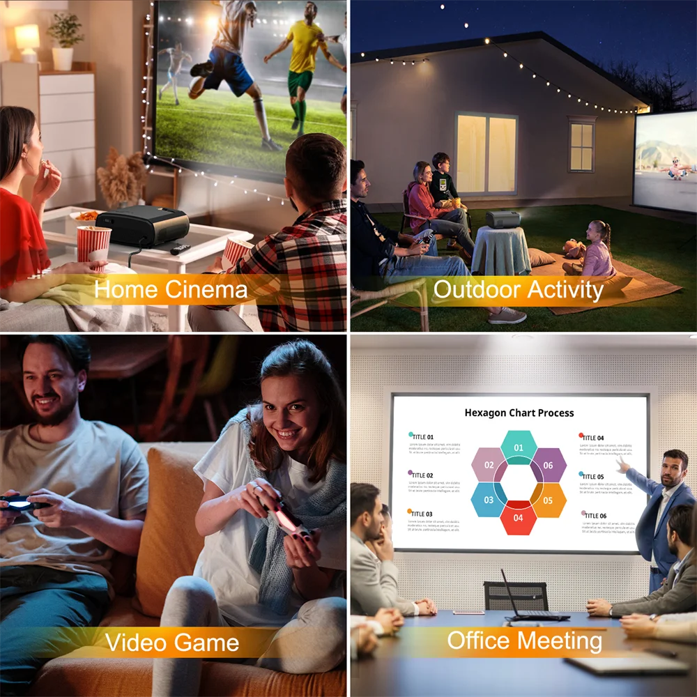 WEWATCH V50 Mini Smart Projector HD Native 1080P WiFi Proyector Built-in Speaker Portable Outdoor Player Home Theater Projectors