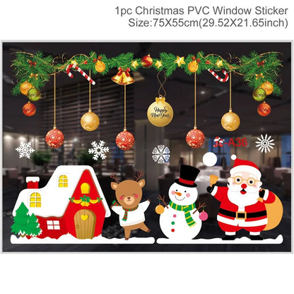 Christmas Window Stickers Christmas Wall Sticker Kids Room New Year Decoration 2025