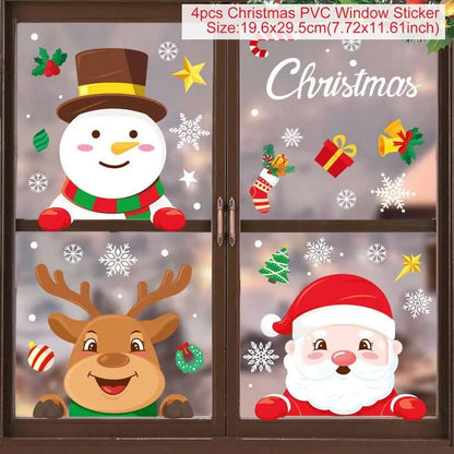 Christmas Window Stickers Christmas Wall Sticker Kids Room New Year Decoration 2025