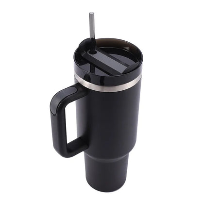 1200ml Insulated Tumbler With Lid and Straws, Stainless Steel Coffee Tumbler with Handle, Vacuum Leak Proof Coffee Cup