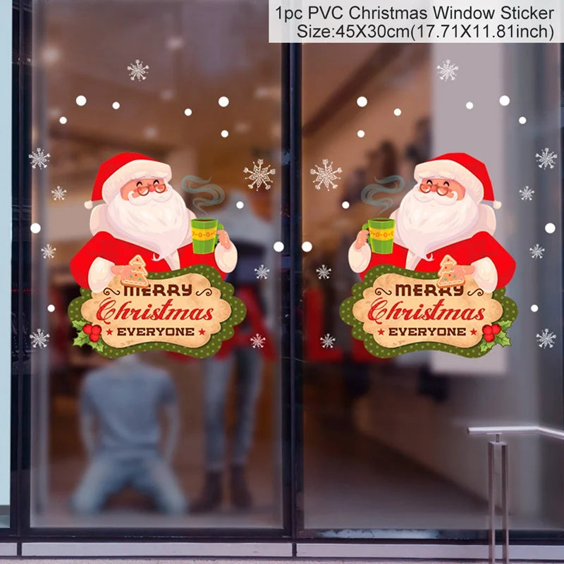 Christmas Window Stickers Christmas Wall Sticker Kids Room New Year Decoration 2025