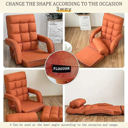 Folding Lazy Sofa With Armrests and a Pillow Padded Adults Gaming Chairs for Living Room Bean Bag Chaise Lounge Indoor Furniture