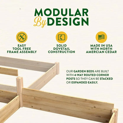 Original Cedar Raised Garden Bed, 4' X 8' X 10.5" - Made in USA with North American Cedar, Plant Pot