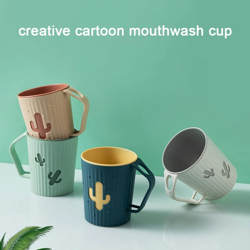 Toothbrush Cup Cartoon Cactus Double Thickened for Adults And Kids Toothbrush Holder Cup Drinkware Tools