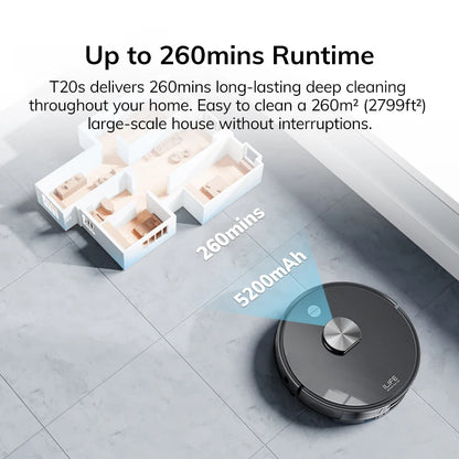 ILIFE T20S LDS Robot Vacuum Cleaner,5000 Pa,Auto Empty Dock 60 Days Hands off Cleaning Vacuum And Mopping Wet / Dry Sweeping