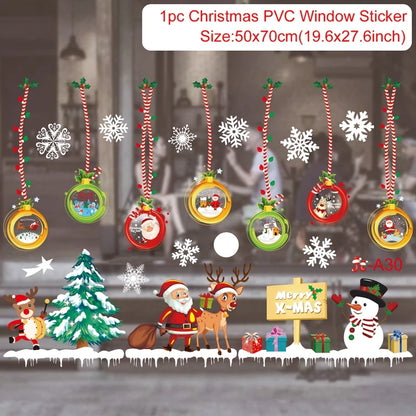 Christmas Window Stickers Christmas Wall Sticker Kids Room New Year Decoration 2025