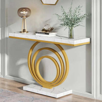 41-Inch Gold Entryway Table, Modern Console Table Narrow Long, Contemporary Accent Table for Living Room, Hallway, Entrance