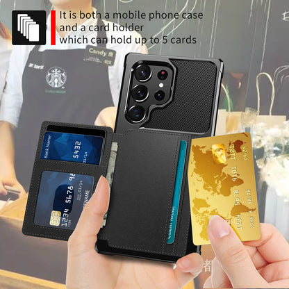 for Samsung Galaxy S24 S23 Ultra Plus Credit Card Case PU Leather Flip Wallet Cover with Photo Holder Hard Back Cover for S24