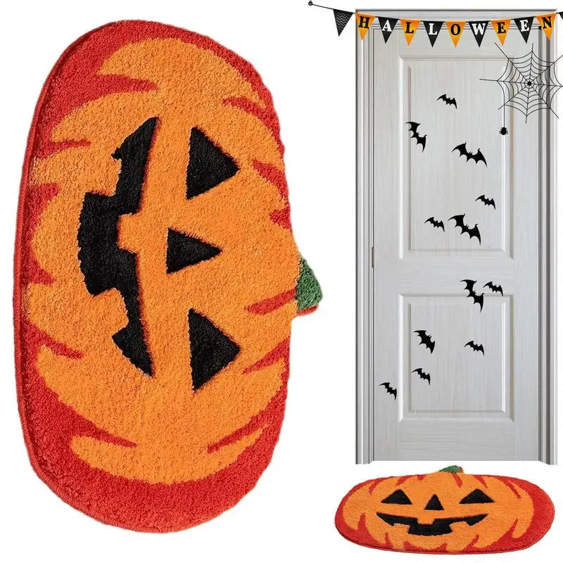 Halloween Pumpkins Floor Door Mats Waterproof Kitchen Flannel Carpets Hallway Rugs Bedroom Bathroom Non-Slip Entrance Doormat