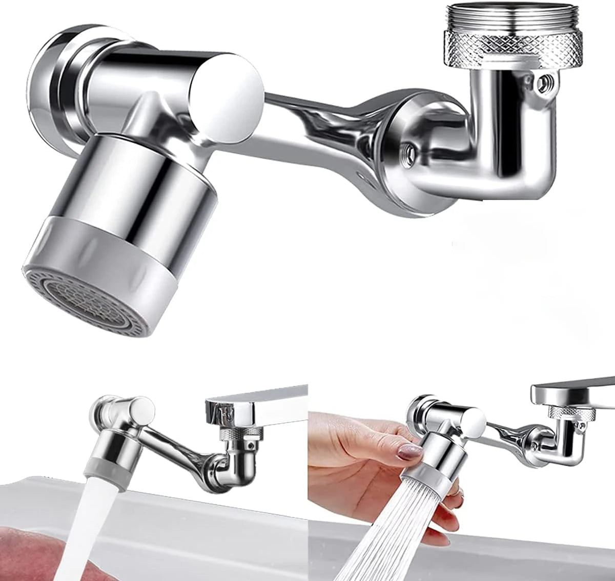 1080° Rotatable Extension Faucet Sprayer Head Water Tap Nozzle Universal Bathroom Tap Extend Adapter Aerator 2 Spray Modes