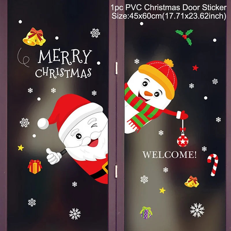 Christmas Window Stickers Christmas Wall Sticker Kids Room New Year Decoration 2025