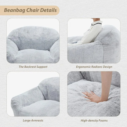 Plush Lazy Sofa Comfy Chair Bean Bag Large BeanBag Chair for Adults in Livingroom Bean Bag Couch Stuffed High-Density Foam Room