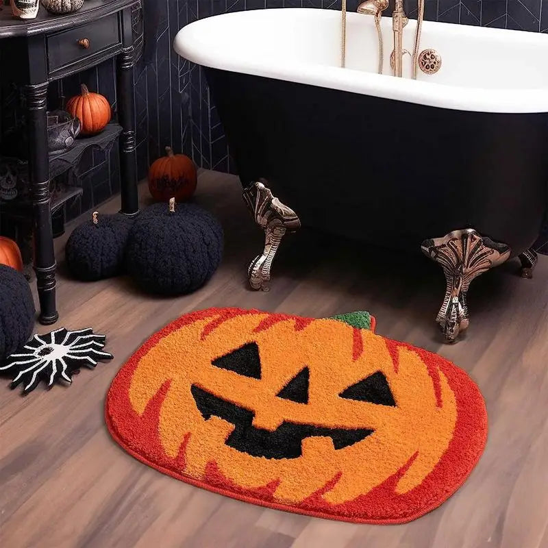 Halloween Pumpkins Floor Door Mats Waterproof Kitchen Flannel Carpets Hallway Rugs Bedroom Bathroom Non-Slip Entrance Doormat