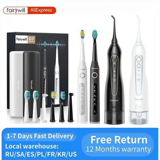 Fairywill Water Flossers Portable Oral Irrigator 300ml Dental Flosser Irrigator Teeth Cleaner 3 Modes Waterproof Teeth Cleaner