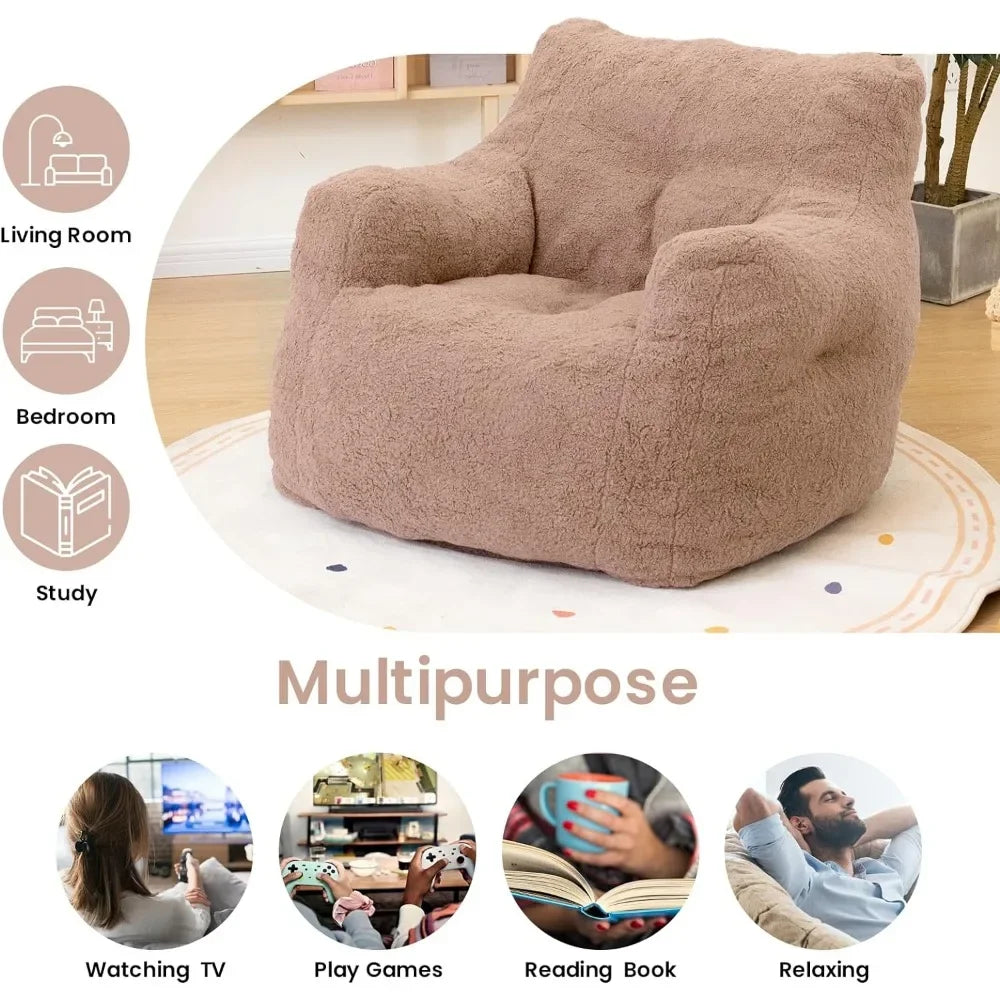 Fluffy Lazy Sofa Furniture Bean Bag Sofa With Tufted Soft Filling Puff Nest Comfortable BeanBag Chair With Memory Foam Sofas