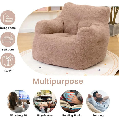 Fluffy Lazy Sofa Furniture Bean Bag Sofa With Tufted Soft Filling Puff Nest Comfortable BeanBag Chair With Memory Foam Sofas