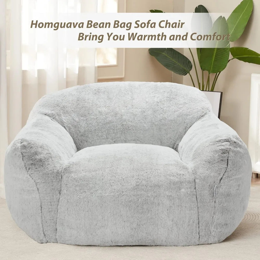 Plush Lazy Sofa Comfy Chair Bean Bag Large BeanBag Chair for Adults in Livingroom Bean Bag Couch Stuffed High-Density Foam Room