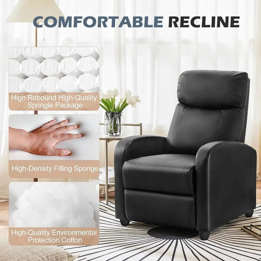 Recliner Chair Massage Reclining for Adults, Comfortable PU Leather Recliner Sofa Adjustable Home Theater Seating Lounge