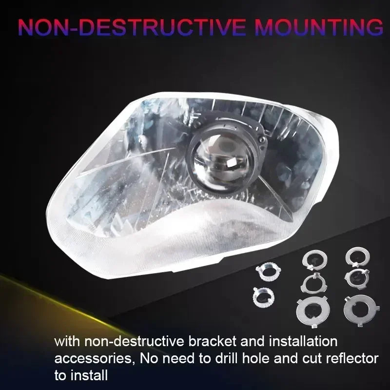 Sanvi 2.5Inch S8 MINI Auto Bi LED Projector Lense for Car Headlights 35W 6000k H4 H7 9005 9006 LED Light  Angel Eye Drving Light