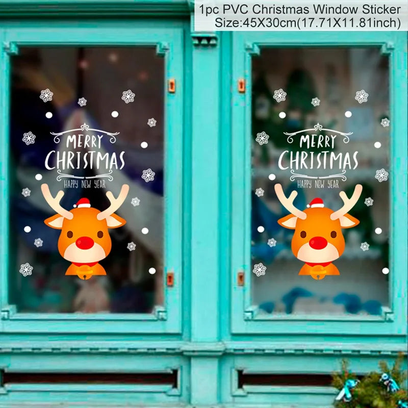 Christmas Window Stickers Christmas Wall Sticker Kids Room New Year Decoration 2025